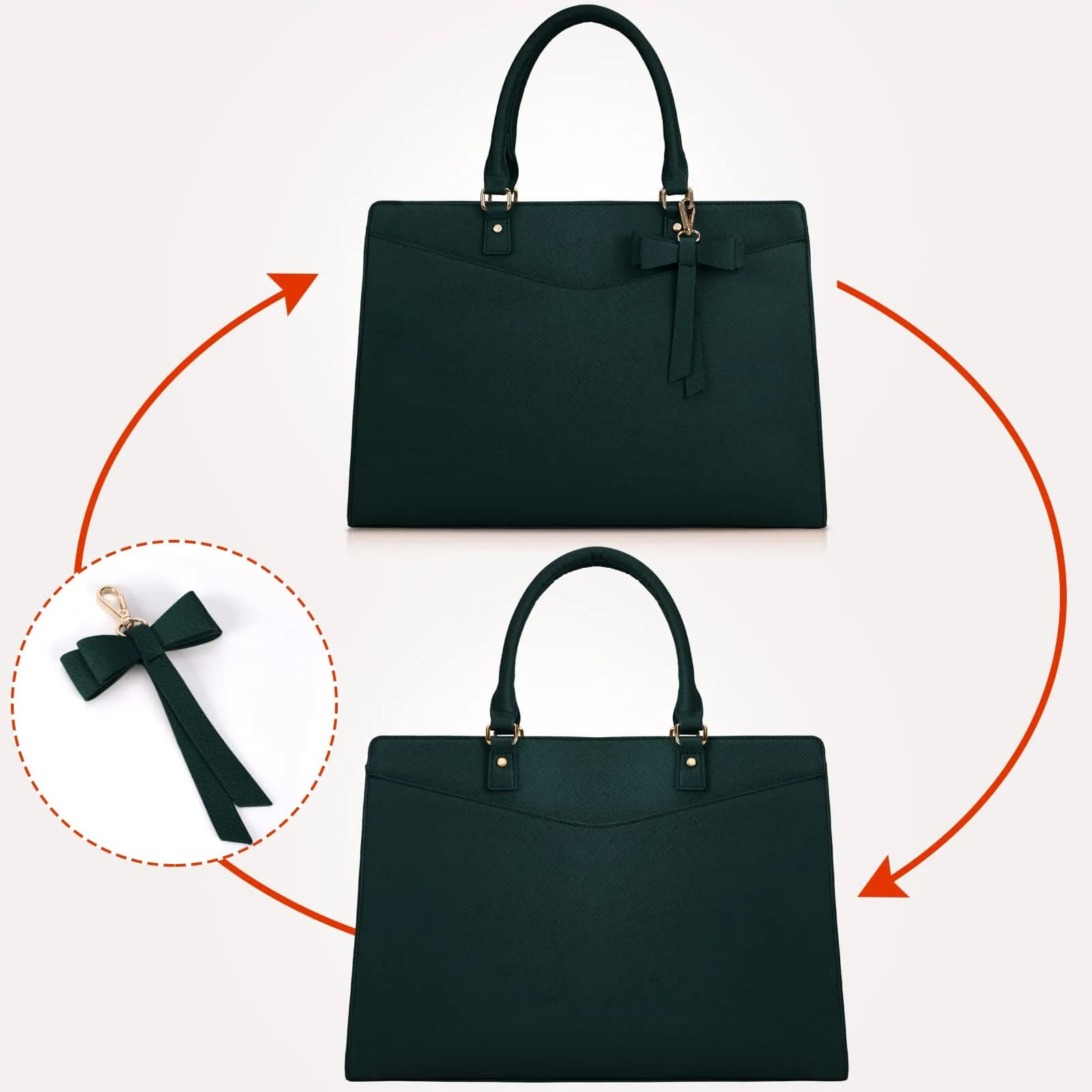 RAINSMORE Dark Green Handbag for Women 15.6 Inch Laptop Tote Bag | Waterproof Business Work Briefcase - view 7