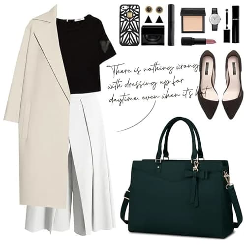 RAINSMORE Dark Green Handbag for Women 15.6 Inch Laptop Tote Bag | Waterproof Business Work Briefcase thumbnail 8