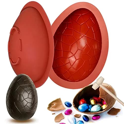Kamehame Easter Egg Mold, Breakable 3D Silicone Chocolate Mold with Hammer, Large Dinosaur Eggs for Easter Decorations | Food Preparation Mold thumbnail 1