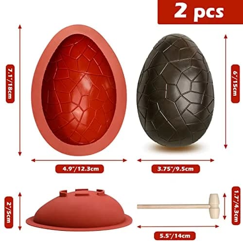 Kamehame Easter Egg Mold, Breakable 3D Silicone Chocolate Mold with Hammer, Large Dinosaur Eggs for Easter Decorations | Food Preparation Mold thumbnail 4