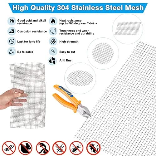 Valchoose 304 Stainless Steel Mesh Screen 2-Pack | 5 Mesh, 11" x 14.2" Crimped Weave thumbnail 6