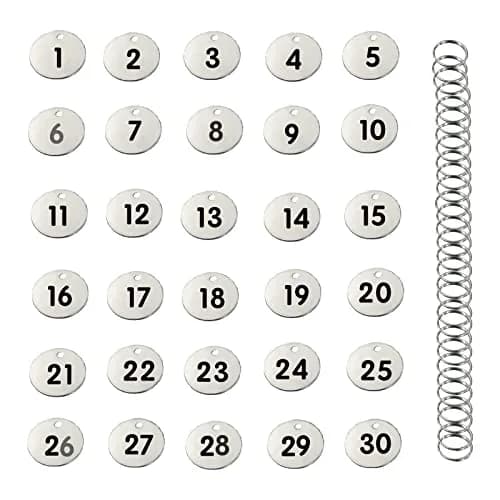 Wzttdm Stainless Steel Numbered Tags, Round Metal Key Tags with Rings (1-30) | Durable, Corrosion-Resistant ID Tags for Office & Home thumbnail 1