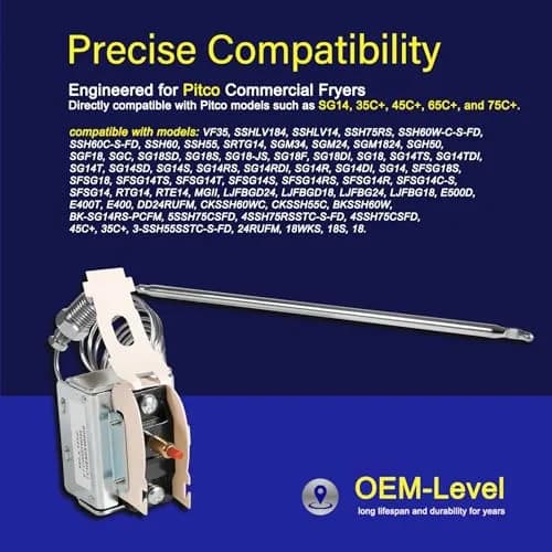 Yoursme PP10084 High Limit Switch for Pitco Fryers | 450°F Safety Cutoff (0.44 lb) thumbnail 3