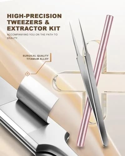 SG Nekoo Professional Milia & Whitehead Extractor Tool Kit with Tweezers | Stainless Pink (14cm Needle, 11.7cm Tweezers) thumbnail 5