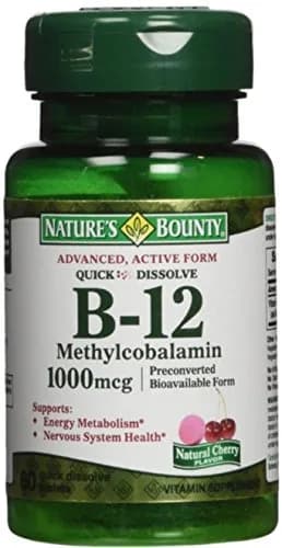 Nature's Bounty B-12 1000 mcg Microlozenges Natural Cherry Flavor 240 Count (Pack of 4) thumbnail 1