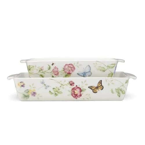 Lenox Butterfly Meadow Rectangular Baking Dish 2-Piece Set | Porcelain Oven-Safe Bakeware (9.7 inch, 80 oz capacity) thumbnail 1