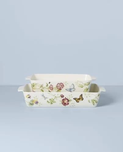 Lenox Butterfly Meadow Rectangular Baking Dish 2-Piece Set | Porcelain Oven-Safe Bakeware (9.7 inch, 80 oz capacity) thumbnail 2