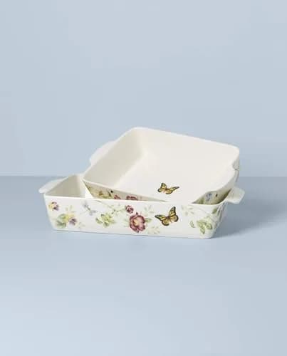Lenox Butterfly Meadow Rectangular Baking Dish 2-Piece Set | Porcelain Oven-Safe Bakeware (9.7 inch, 80 oz capacity) thumbnail 3