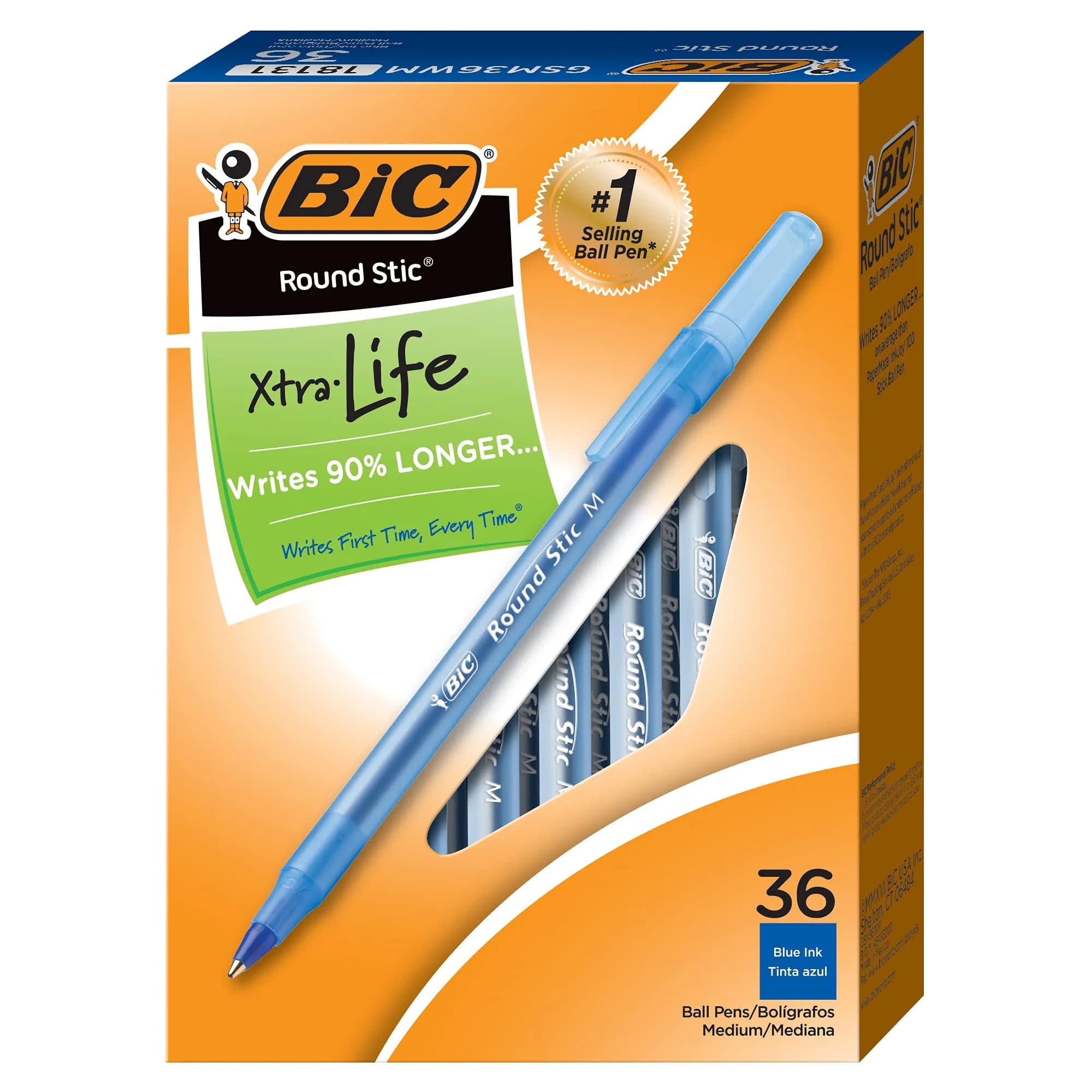 BIC Round Stic Xtra Life Ballpoint Pen 316 Count (Blue) | Smooth Ink Flow, Flexible Barrel — Blue