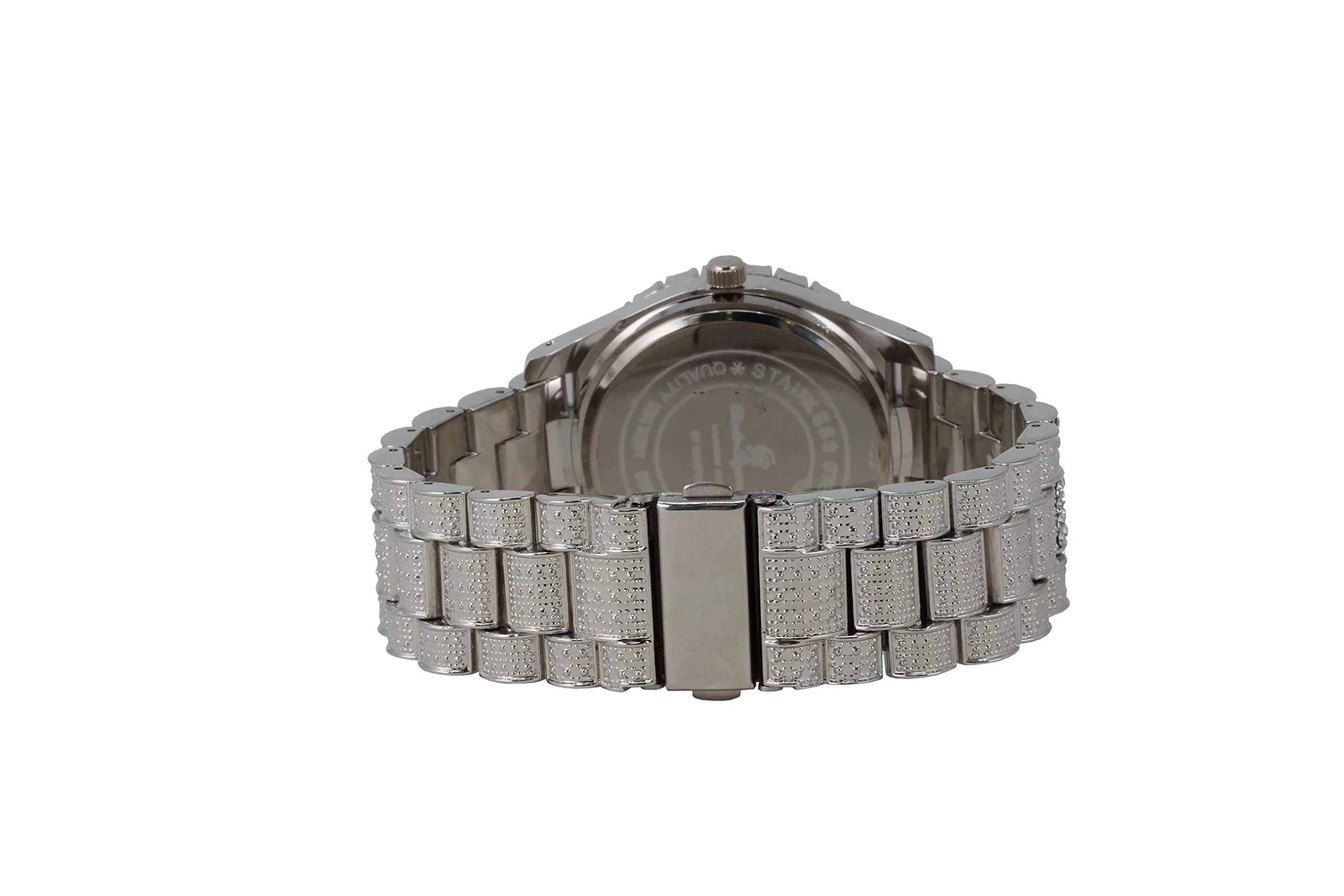 Charles Raymond Hip Hop Iced Out Watch - Classic Silver/Silver with Roman Numerals - view 4