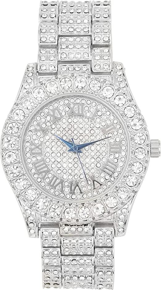Charles Raymond Hip Hop Iced Out Watch - Classic Silver/Silver with Roman Numerals - main product image
