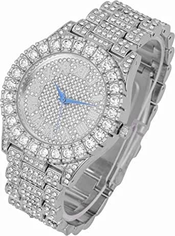 Charles Raymond Hip Hop Iced Out Watch - Classic Silver/Silver with Roman Numerals - view 2