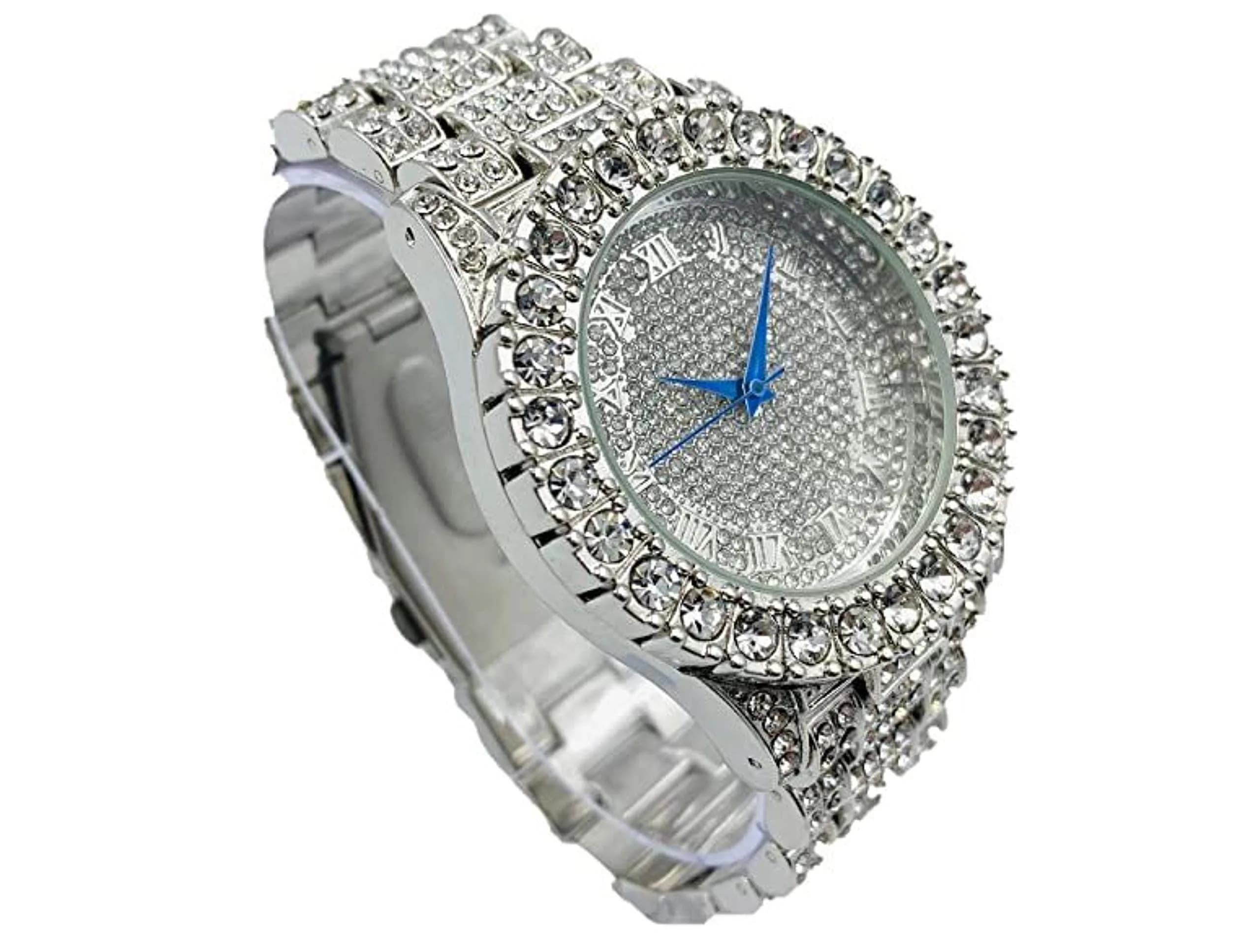 Charles Raymond Hip Hop Iced Out Watch - Classic Silver/Silver with Roman Numerals - view 3