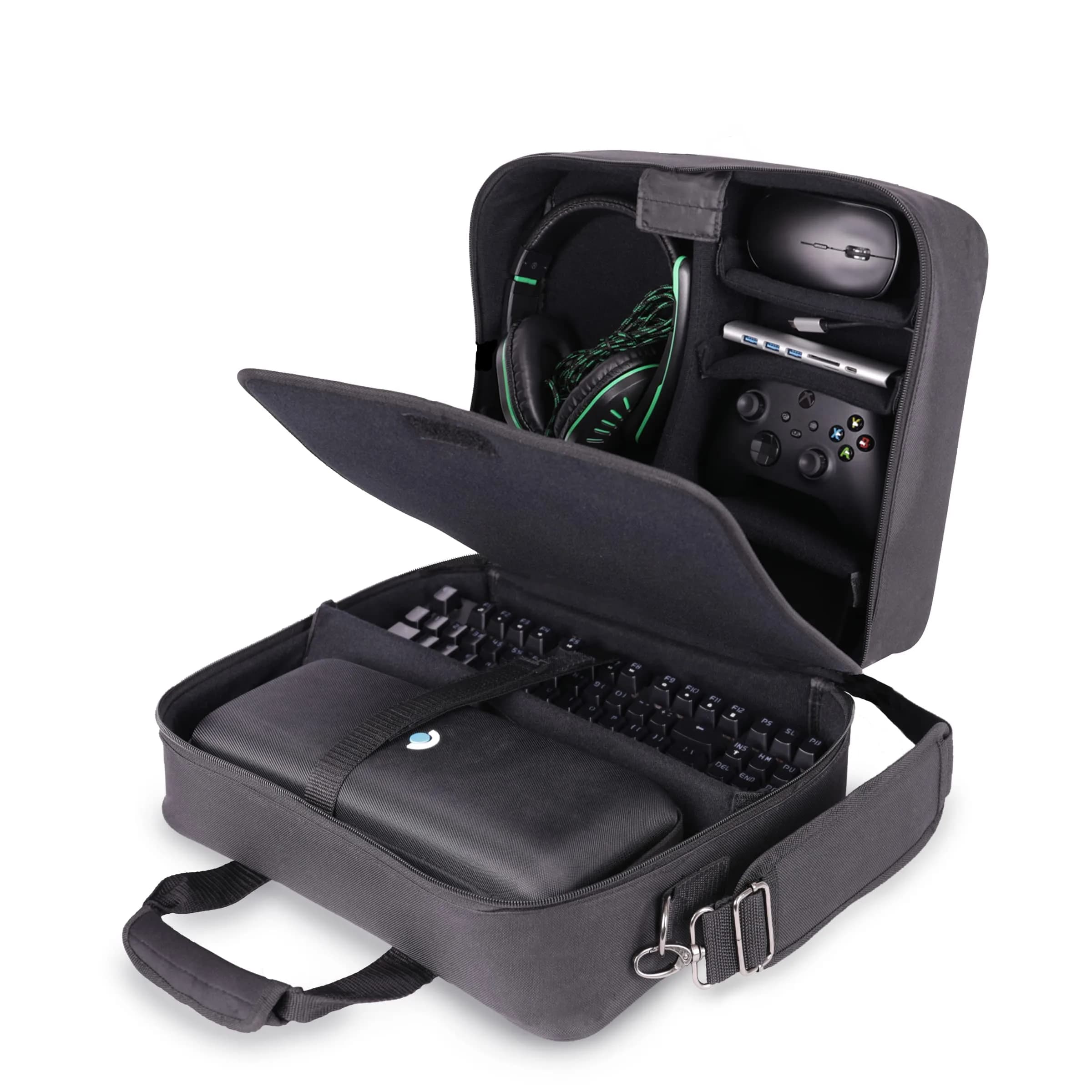USA Gear Carrying Case for OLED Steam Deck & Gaming Accessories | Customizable Interior, Durable Nylon, Travel-Ready (120 chars) — Black