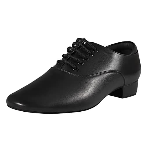 Sogebo Black Ballroom Dance Shoes Leather Character Shoes for Men 12 M US | Latin Tango Salsa thumbnail 1