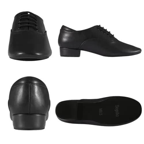 Sogebo Black Ballroom Dance Shoes Leather Character Shoes for Men 12 M US | Latin Tango Salsa thumbnail 5