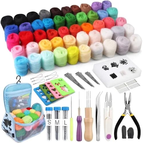 JUPEAN Needle Felting Kit for Beginners 50 Colors | Complete Wool Felting Set with Needles & Tools thumbnail 1