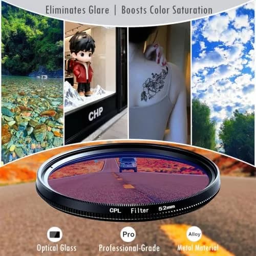 Yadsux 52mm Clip-On Phone CPL Polarizing Lens Filter | Anti-Glare Circular Polarizer for iPhone 15-18 Pro/Pro Max/Plus, Optical Glass thumbnail 2