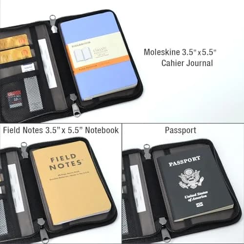 Krozur Field Notes Cover with YKK Zipper 3.5 x 5.5 Pocket Journal Cover Water Resistant thumbnail 6