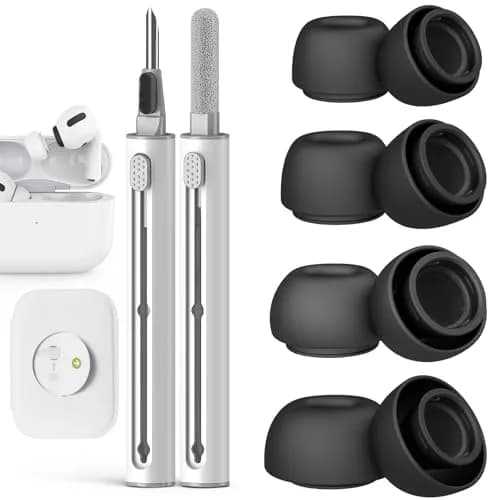 Pohgelan Black Replacement Ear Tips for AirPods Pro 2nd/1st Gen (XS/S/M/L) | Noise Reduction Holes & Dust Guard Screen thumbnail 1