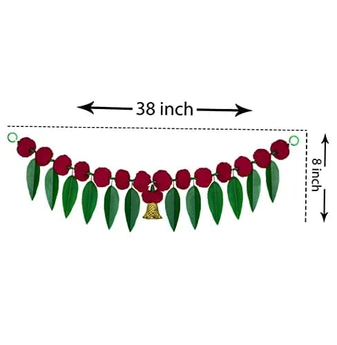 iHandikart Artificial Marigold Flowers with Mango Leaf Door Hanging Bandanwar 91cm (38x8 Inch) Pack of 8 | Traditional Indian Festival Decor thumbnail 4