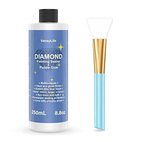 VansyLife Diamond Painting Sealer with Silicone Brush 250ml (8.8 Fl Oz) | Permanent Hold & Shine Effect thumbnail 1