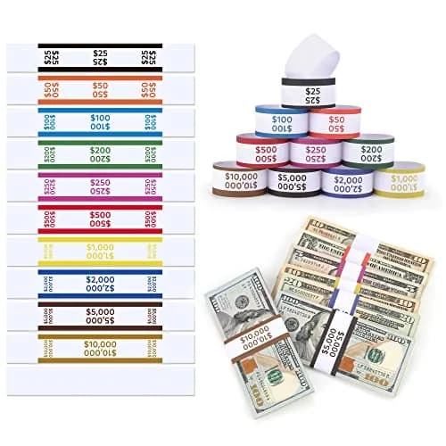 PONNOR 550 Pack Currency Bands for Cash | Self-Adhesive Money Wrappers for Bills, 11 Colors, 7.6 x 1.15 inches thumbnail 1