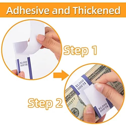 PONNOR 550 Pack Currency Bands for Cash | Self-Adhesive Money Wrappers for Bills, 11 Colors, 7.6 x 1.15 inches thumbnail 5