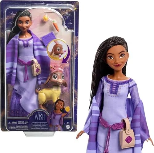 Mattel Disney Wish Asha of Rosas Adventure Pack Doll with Valentino & Star, Ages 3+ thumbnail 1