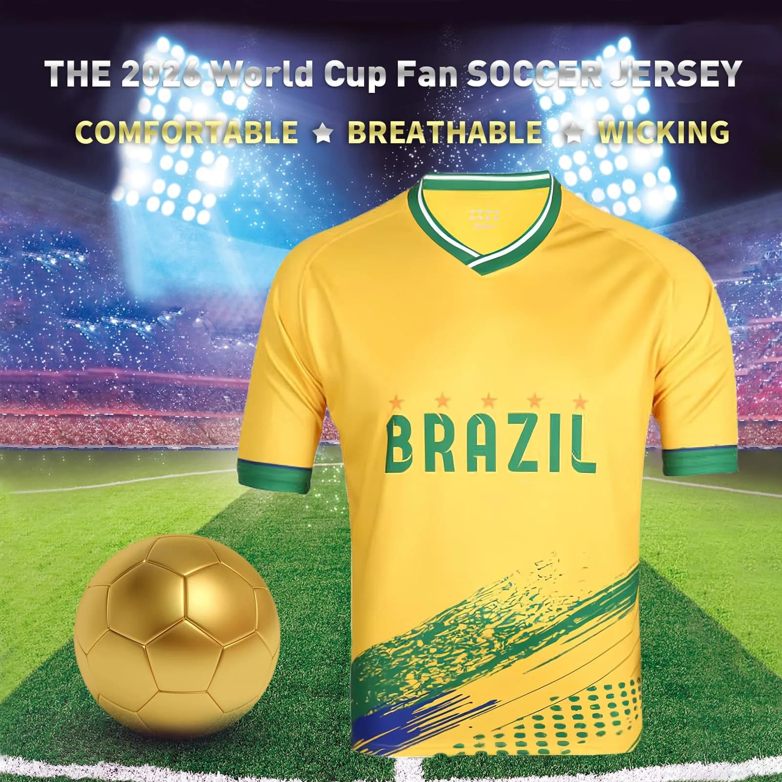 DIBEI Brazil 2026 World Cup Fan Soccer Jersey - Medium thumbnail 3