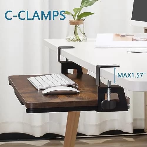 ETHU Under Desk Keyboard Tray with C-Clamp, 81.3cm x 30.5cm (26.77" x 11.81") | Ergonomic Sliding Computer Keyboard Drawer for Home & Office thumbnail 8