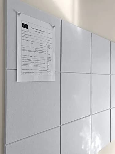 DECORITA Felt Wall Tiles | Large Cork Board Alternative | 12-Pack Gray White thumbnail 1