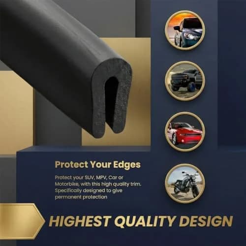 Kingdder 1/8" U Channel Rubber Edge Trim 35 Feet | Durable, Flexible, Water-Resistant thumbnail 6