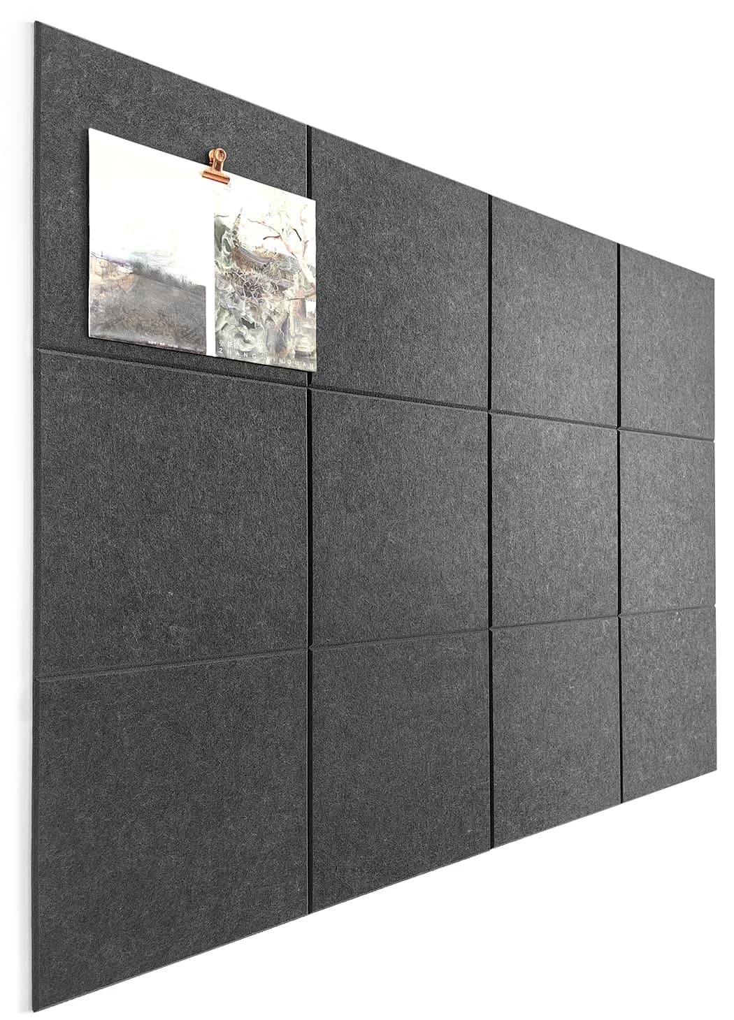 DECORITA Gray Felt Tiles Bulletin Board 12-Pack (11.8"x11.8" Each) | Customizable Wall Organizer for Office & Home — Gray Black