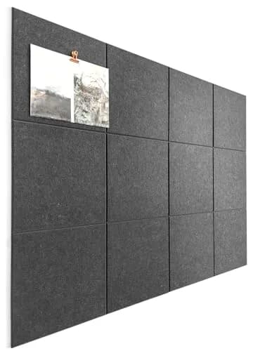 DECORITA Gray Felt Tiles Bulletin Board 12-Pack (11.8"x11.8" Each) | Customizable Wall Organizer for Office & Home thumbnail 1