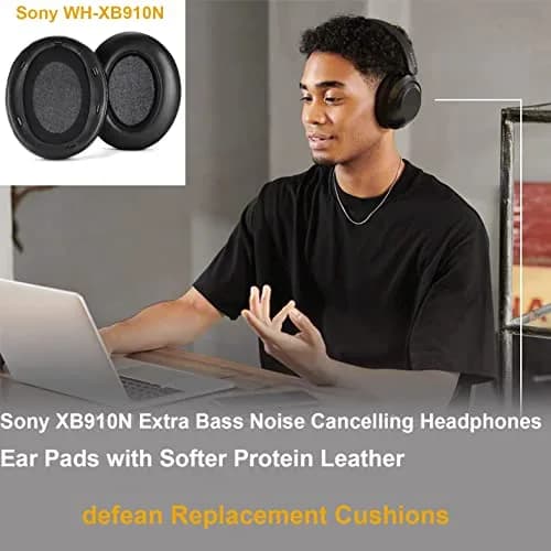 Defean Black Earpads for Sony WH-XB910 XB910N | Replacement Headphone Cushions thumbnail 7