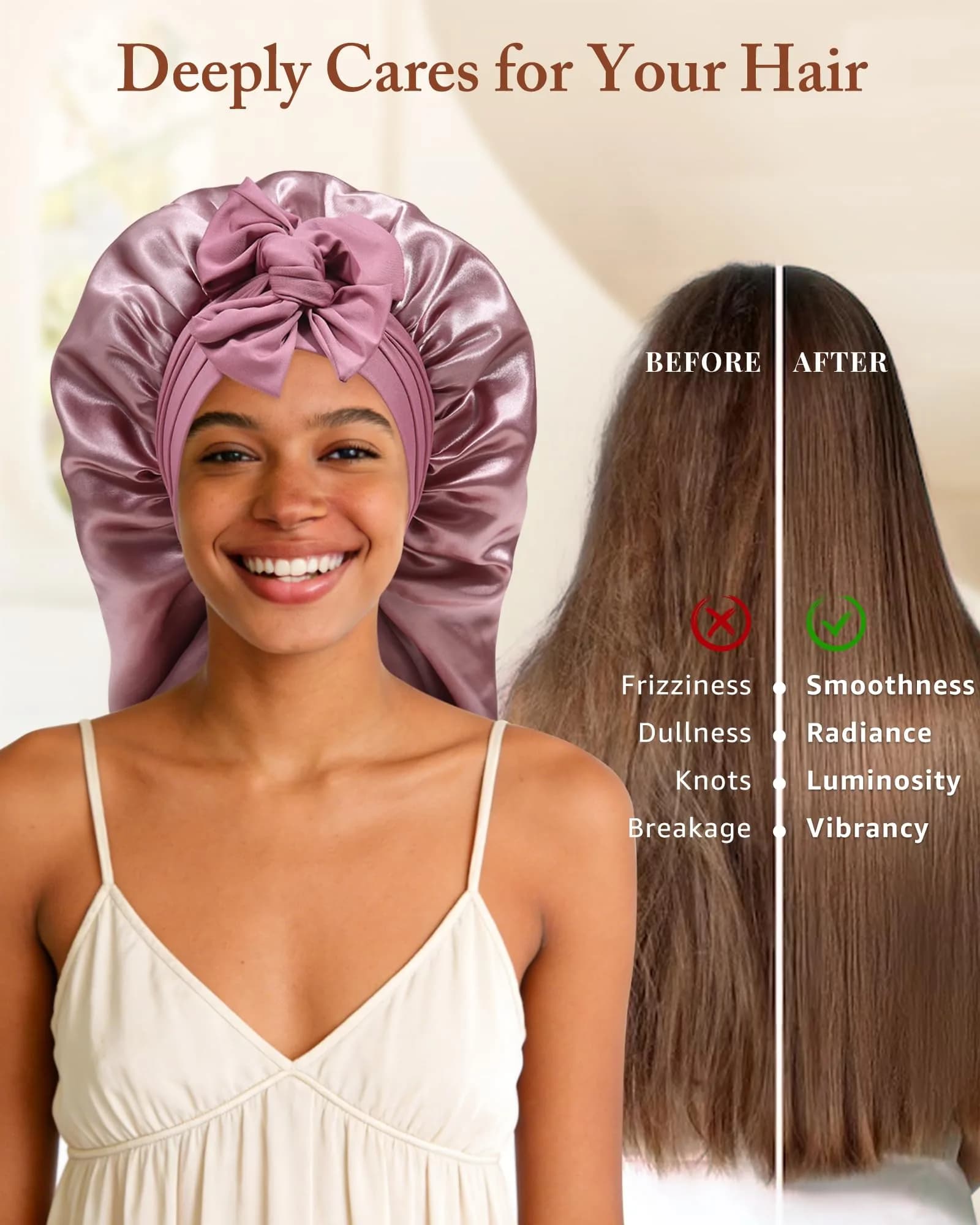 AWAYTR Long Satin Bonnet for Braids - Double Layer Hair Bonnet for Sleeping, 68cm (27in) - view 7