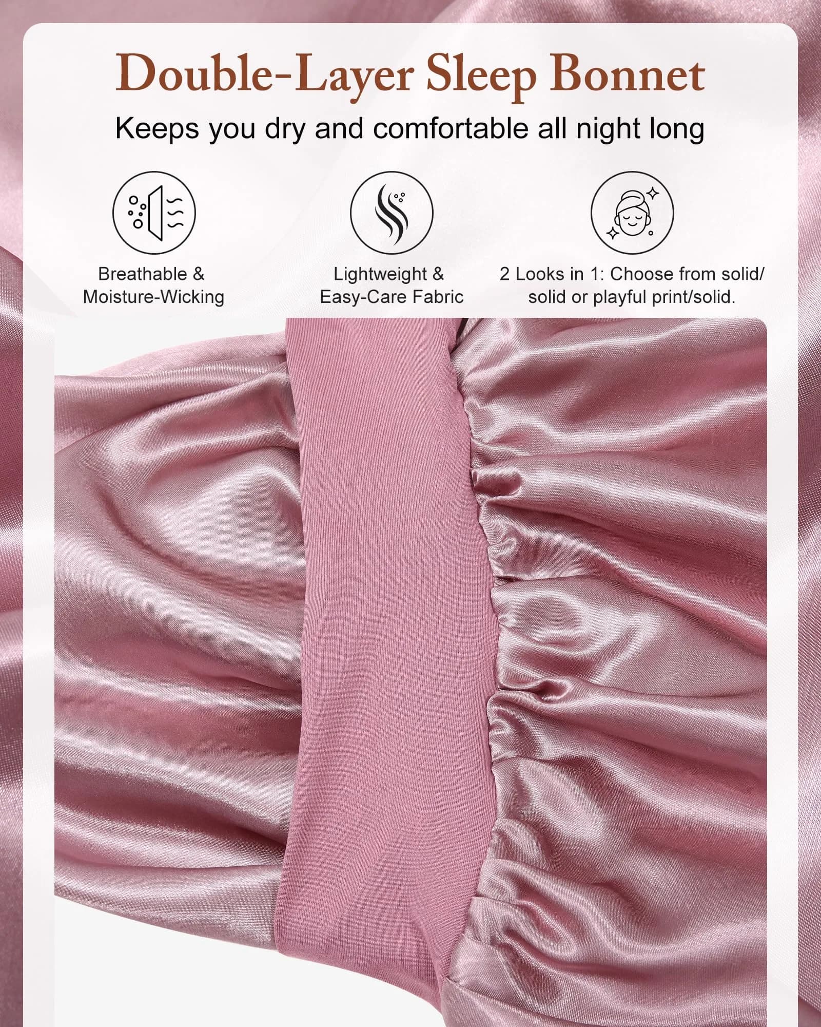 AWAYTR Long Satin Bonnet for Braids - Double Layer Hair Bonnet for Sleeping, 68cm (27in) - view 3
