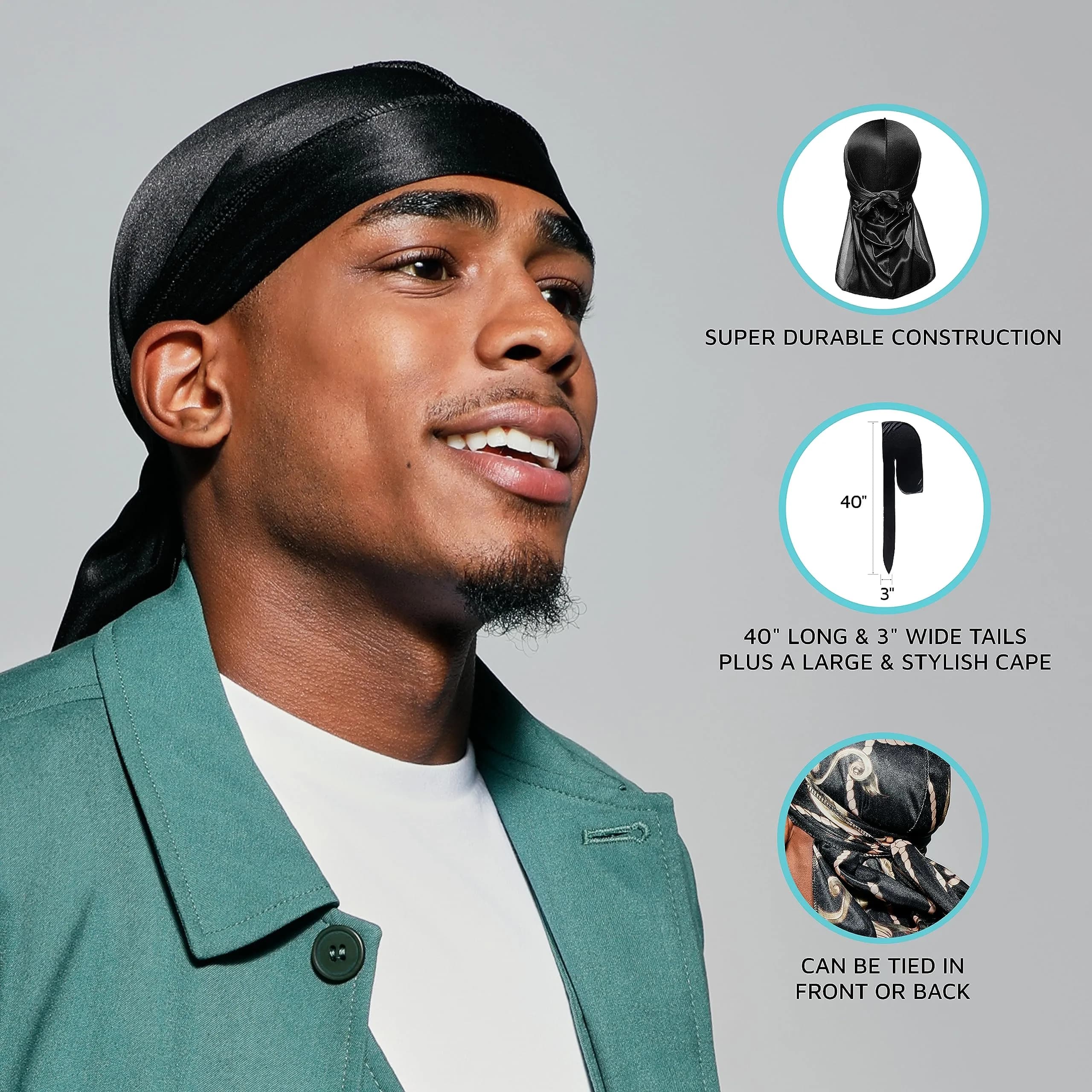 KISS COLORS & CARE Power Wave Silky Satin Durag Gold 1 pc | Maximum Wave Formation & Ultra-Compression - view 2
