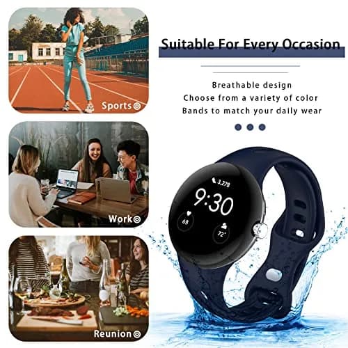 Eiavike Slim Silicone Sport Band for Google Pixel Watch 4/3/2/1 (41mm) Midnight Blue | Adjustable & Breathable Wristband thumbnail 6