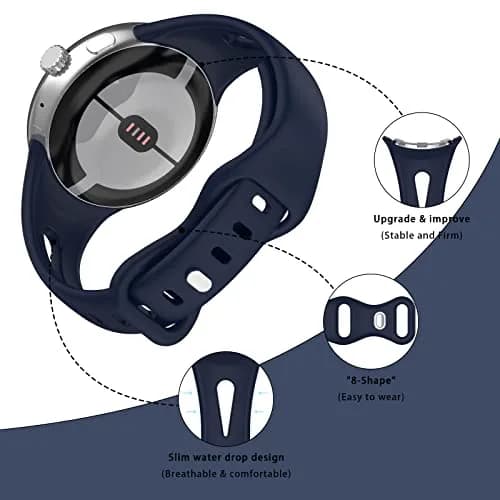 Eiavike Slim Silicone Sport Band for Google Pixel Watch 4/3/2/1 (41mm) Midnight Blue | Adjustable & Breathable Wristband thumbnail 2
