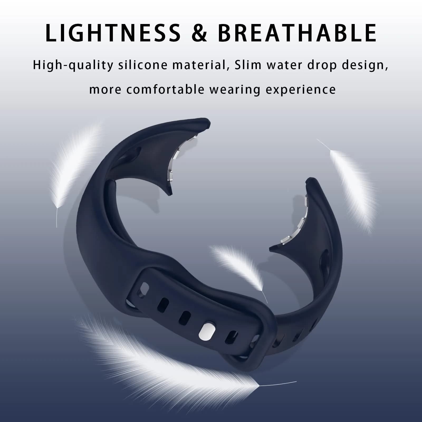 Eiavike Slim Silicone Sport Band for Google Pixel Watch 4/3/2/1 (41mm) Midnight Blue | Adjustable & Breathable Wristband - view 4