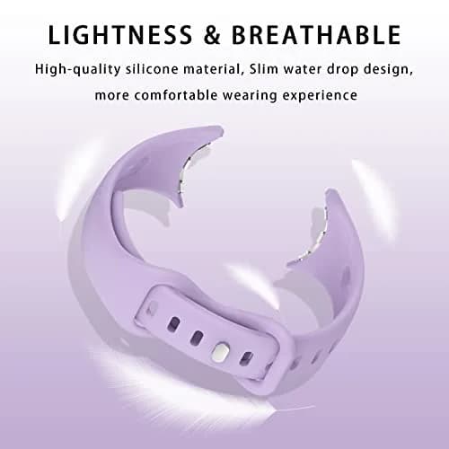 Eiavike Slim Silicone Watch Band for Google Pixel Watch 4/3/2/1 (41mm) - Lavender, 22mm | Breathable & Adjustable Sport Strap thumbnail 4