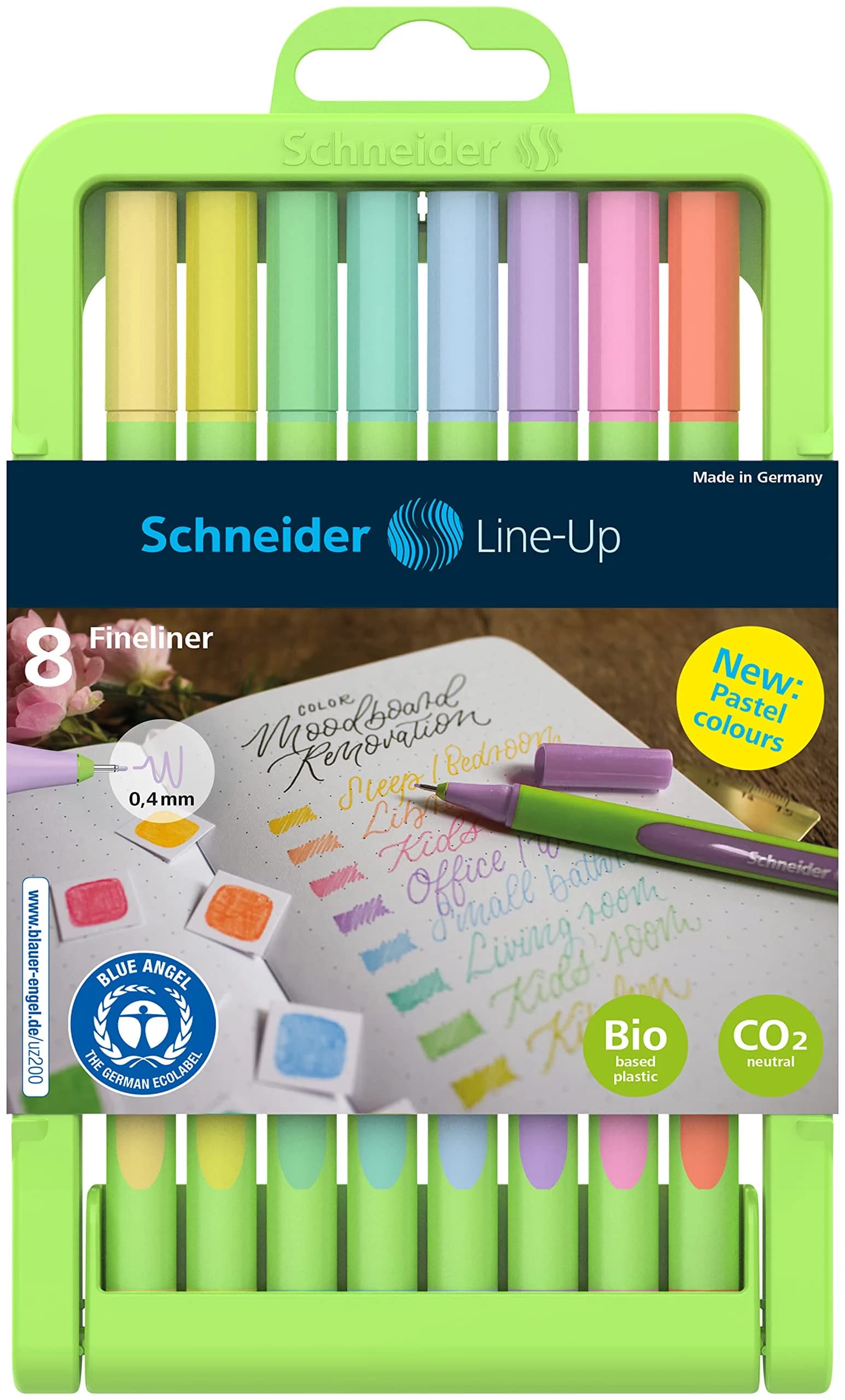 Schneider Line-Up Pastel Fineliner 0.4 mm Fiber Tip | Eco-Friendly, Assorted Pastel Colors