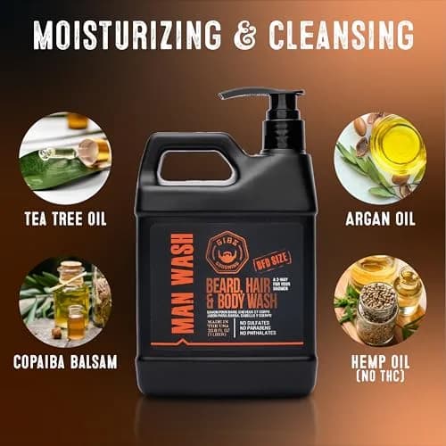 GIBS 3 in 1 Man Wash Body Wash 3.25oz | Beard, Hair & Body Moisturizing & Cleansing thumbnail 5