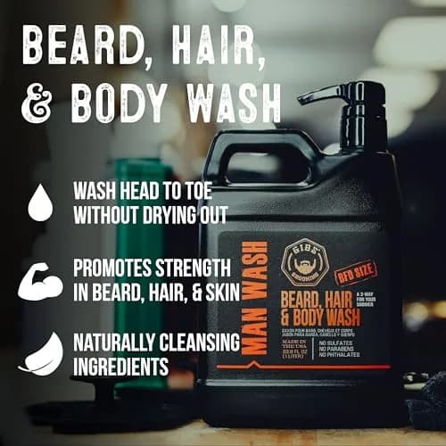 GIBS 3 in 1 Man Wash Body Wash 3.25oz | Beard, Hair & Body Moisturizing & Cleansing thumbnail 2