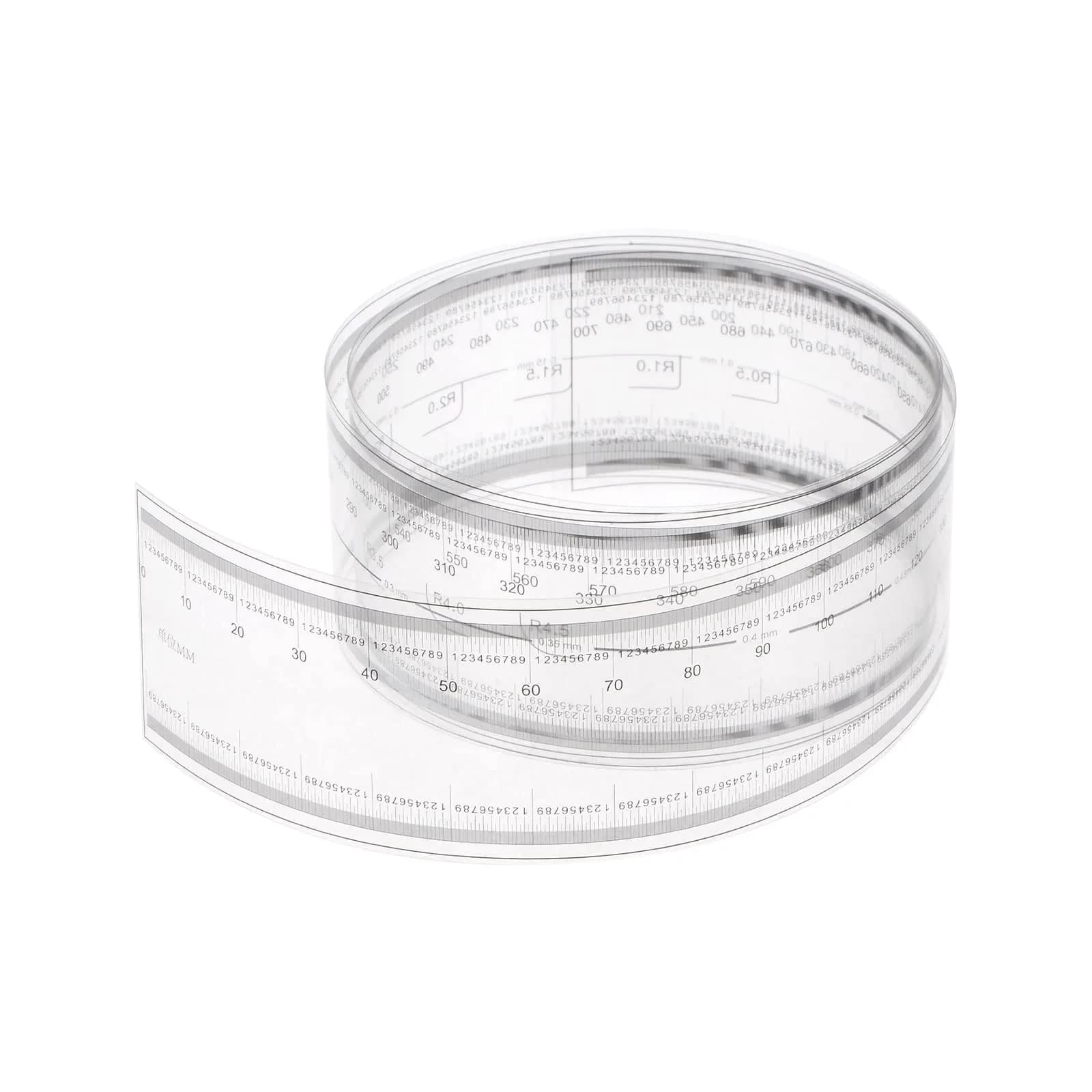 HARFINGTON Film Flexible Ruler 70cm 0.1mm Scale with R Angle & Width Lines PET Plastic Folding Straight Ruler Calibration Soft Ruler Measuring Tool for Factory, Transparent - main product image
