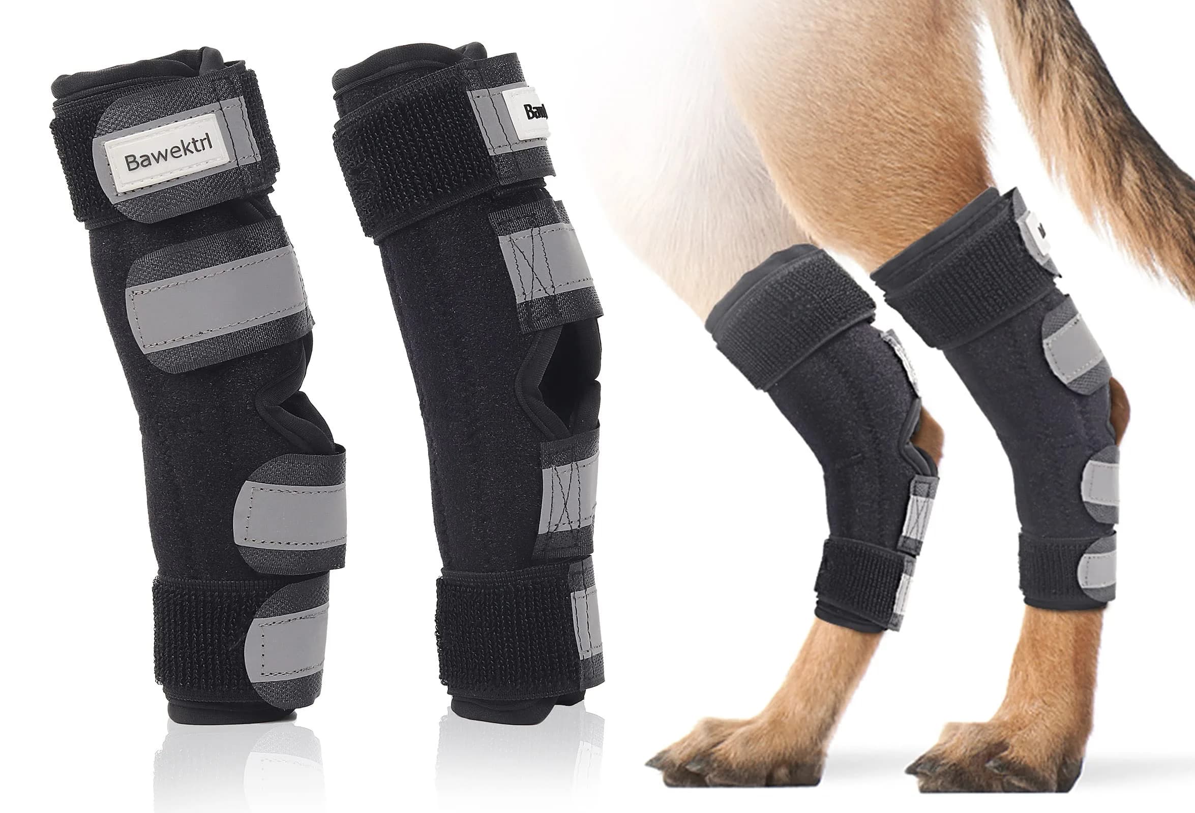 Bawektrl Dog Hock Brace for Back Legs with Metal Strips & Reflective Straps, Small (1 Pair) — XLarge（1Pair）