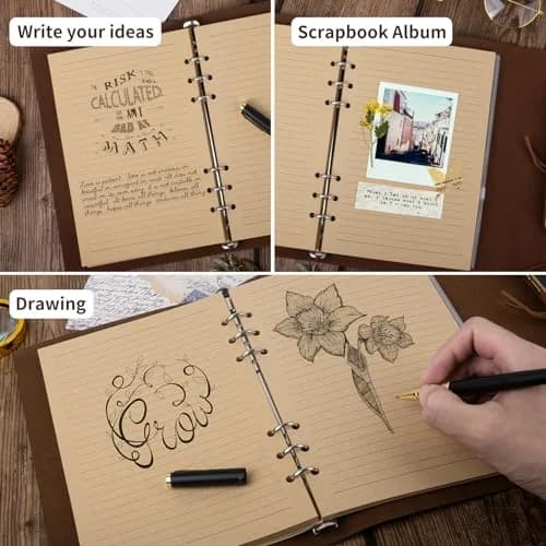 Billtigif Leather Journal Notebook, Refillable Vintage 6.5"x9.2" | Premium A5 Notebook for Writing thumbnail 6