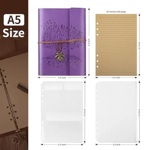 Billtigif Leather Journal Notebook, Refillable Vintage 6.5"x9.2" | Premium A5 Notebook for Writing thumbnail 2